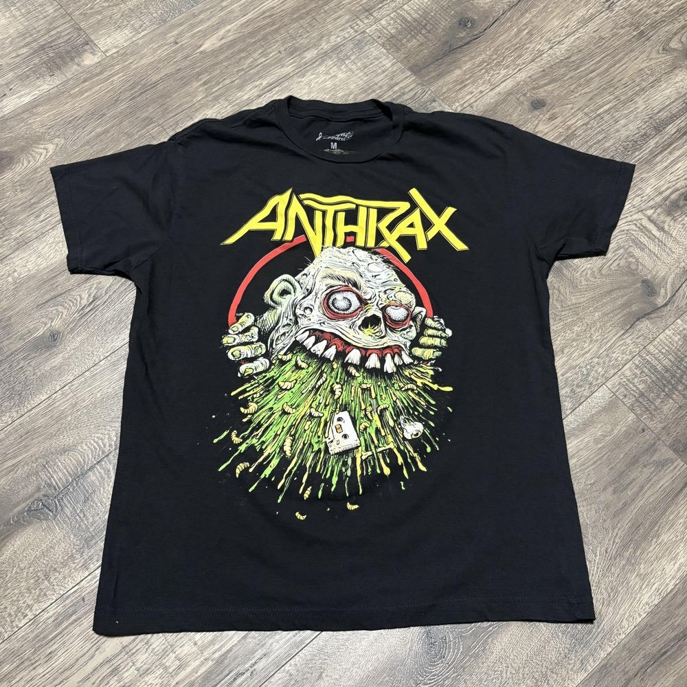RockMe Apparel Shirt Mens Medium Black Anthrax 2022 Zombie Graphic Tee Metal